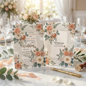 Elegant Floral Faux Embossed Wedding Invitation Einladung