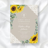 Elegant Floral First Communion Einladung