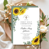 Elegant Floral First Holy Communion Einladung