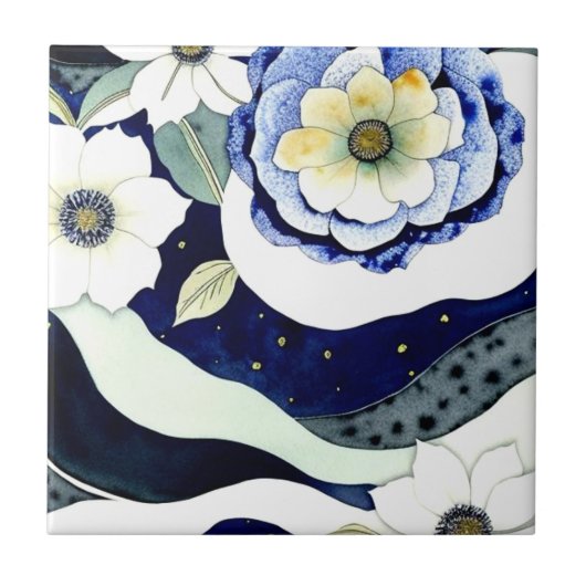 Elegant Floral Fliese (Vorderseite)