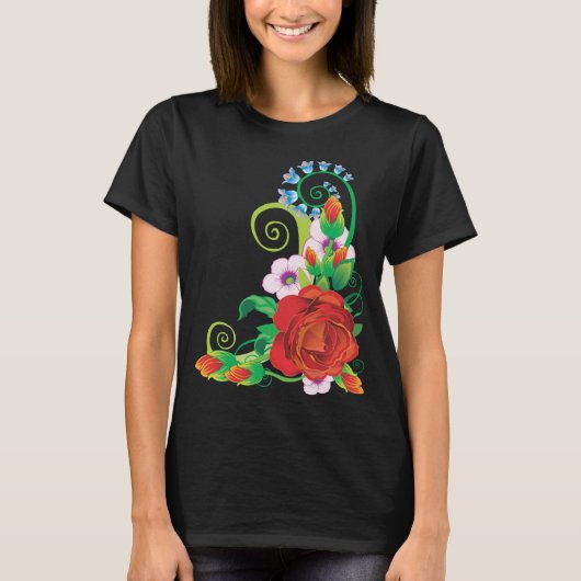 “Elegant Floral Flourish” T-Shirt (Vorderseite)