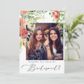 Elegant Floral Foto Bridesmaid Vorschlag Einladung (Stehend Vorderseite)