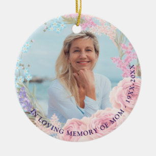 Elegant Floral Frame In Loving Memory Photo Keramik Ornament