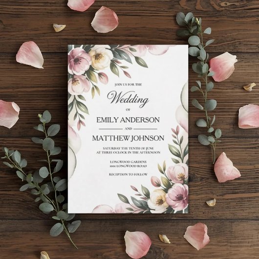 Elegant Floral Frame Wedding Invitation Einladung
