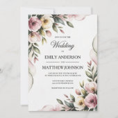 Elegant Floral Frame Wedding Invitation Einladung (Vorderseite)