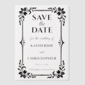 Elegant Floral Frame Wedding Save the Date Pergament Einladungen (Vorderseite)