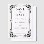 Elegant Floral Frame Wedding Save the Date Pergament Einladungen (Versetzt)