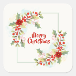 Elegant Floral Frohe Weihnachten | Aufkleber