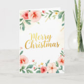 Elegant Floral Frohe Weihnachten Karte (Vorderseite)