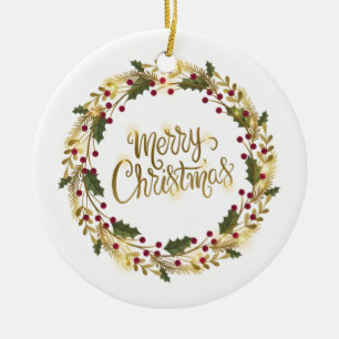 Elegant Floral Frohe Weihnachten Ornament