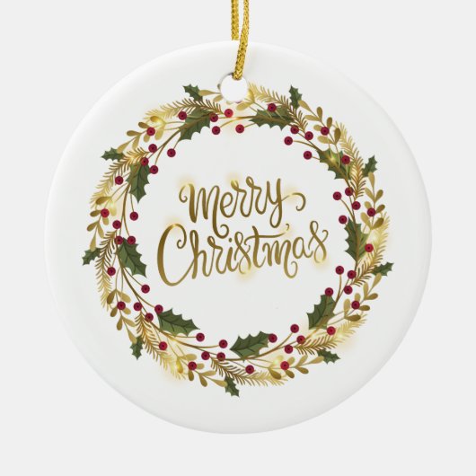 Elegant Floral Frohe Weihnachten | Ornament (Vorne)