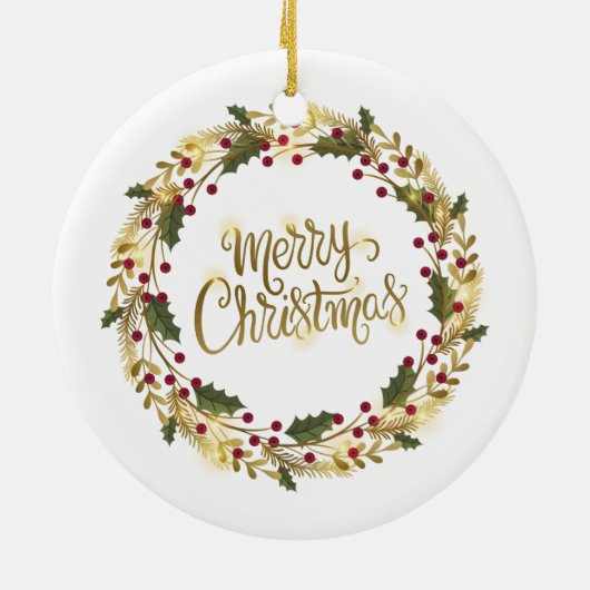 Elegant Floral Frohe Weihnachten | Ornament (Hinten)