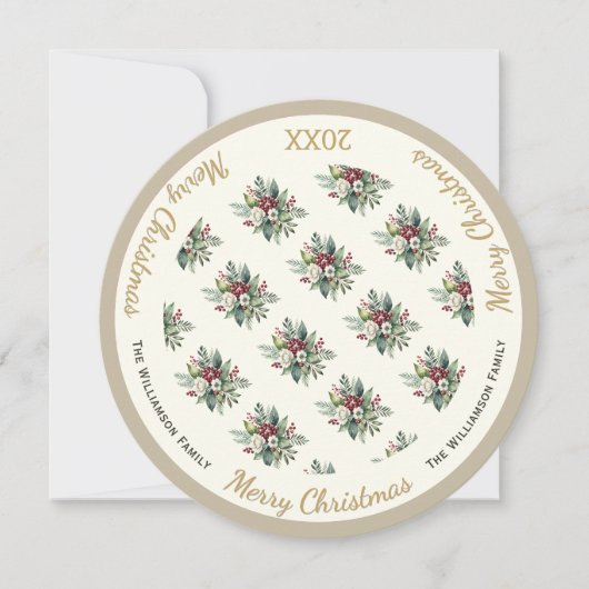 Elegant floral frohe Weihnachten Personalisiert (Vorderseite)