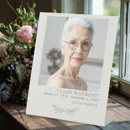 Elegant Floral Funeral Photo Pedestal Sign Sockelschild