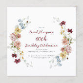 Elegant Floral Garden 60th Birthday Invitation Einladung (Vorderseite)