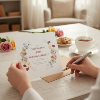 Elegant Floral Garden 60th Birthday Invitation Einladung