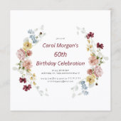 Elegant Floral Garden 60th Birthday Invitation Einladung (Vorderseite)