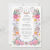 Elegant Floral Garden Wedding Monogram Crest Einladung (Vorderseite)