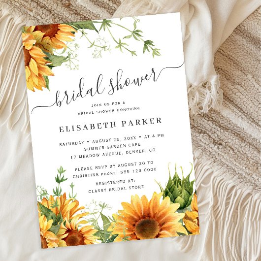 Elegant floral garden white bridal shower einladung