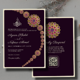 Elegant & floral Geometric QR Code Islamische Hoch Einladung