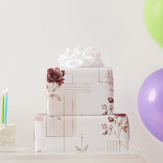 Elegant Floral Geometrisch Geschenkpapier (Partygeschenke)