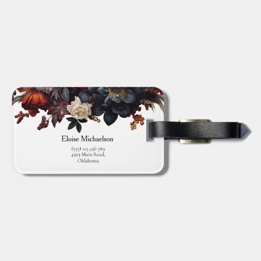 Elegant Floral Gepäckanhänger (Rückseite horizontal)