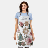 Elegant Floral Gingerbread Custom Christmas Apron Schürze (Getragen)