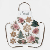 Elegant Floral Gingerbread Custom Christmas Apron Schürze (Vorderseite)