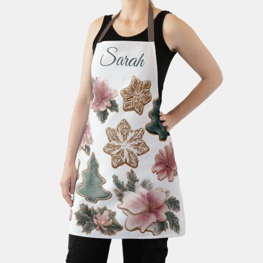 Elegant Floral Gingerbread Custom Christmas Apron Schürze (InSitu)