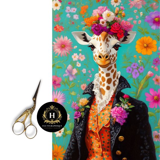 Elegant floral Giraffe Decoupage Seidenpapier