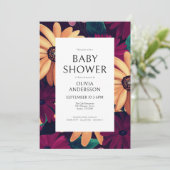 Elegant Floral Girl Baby Shower Einladung (Stehend Vorderseite)