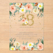Elegant Floral Girls 18. Geburtstag Acryleinladungen (Vorderseite)