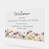 Elegant floral glücklich je nach Hochzeit Willkomm Acrylschild (Winkel)