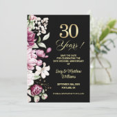Elegant Floral Gold 30th Wedding Anniversary   Save The Date (Stehend Vorderseite)