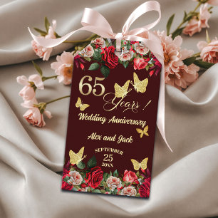 Elegant floral gold 65. Hochzeitstag Geschenkanhänger