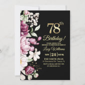 Elegant Floral Gold 78 Birthday Photo Einladung (Vorderseite)