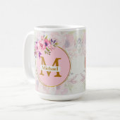 Elegant Floral Gold Monogram | Name & Initial Kaffeetasse (Vorderseite Links)