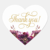 Elegant Floral Gold Script Vielen Dank Sticker (Vorderseite)