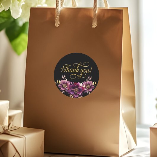 Elegant Floral Gold Script Vielen Dank Sticker