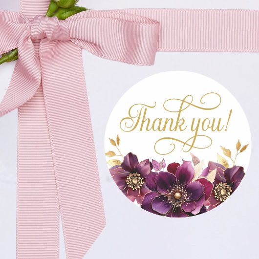 Elegant Floral Gold Script Vielen Dank Sticker