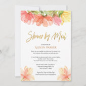 Elegant Floral Gold Script Watercolor Grüne Einladung (Vorderseite)