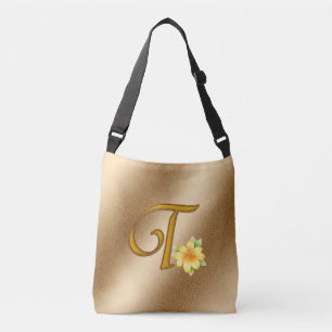Elegant Floral Gold T Tragetaschen Mit Langen Trägern