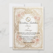 Elegant Floral Gold Wedding Invitation | Editable Einladung (Vorderseite)