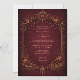 Elegant floral gothic halloween wedding Invitation Einladung