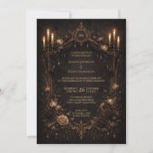 Elegant floral gothic halloween wedding Invitation Einladung (Vorderseite)