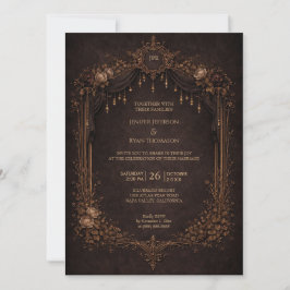 Elegant floral gothic halloween wedding Invitation Einladung