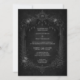 Elegant floral gothic halloween wedding Invitation Einladung
