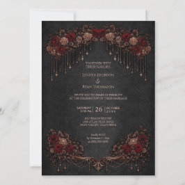 Elegant floral gothic halloween wedding Invitation Einladung