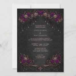 Elegant floral gothic halloween wedding Invitation Einladung