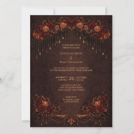 Elegant floral gothic halloween wedding Invitation Einladung